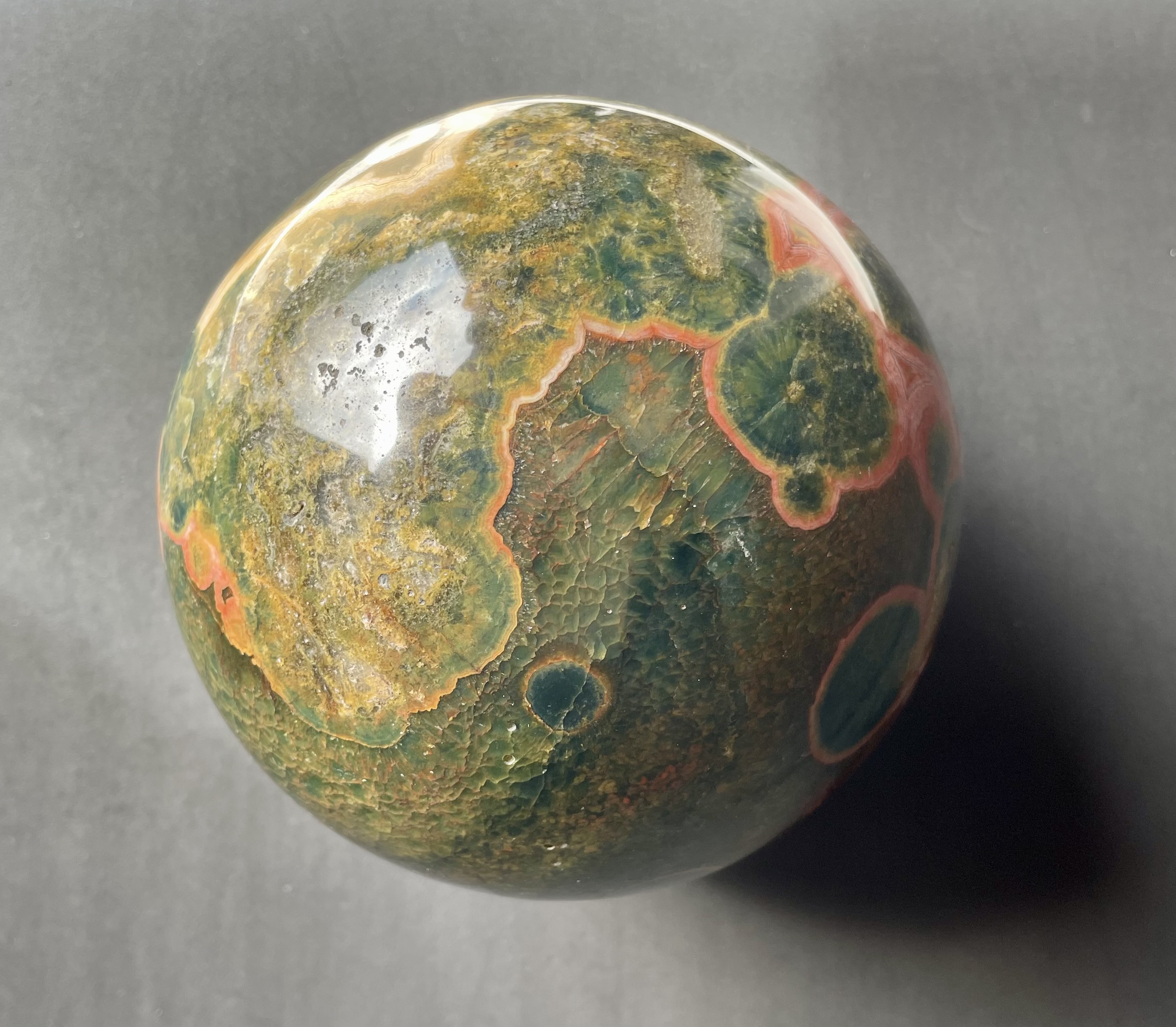 Flower Jasper with geode Sphere 8.18 Lb - Image 5