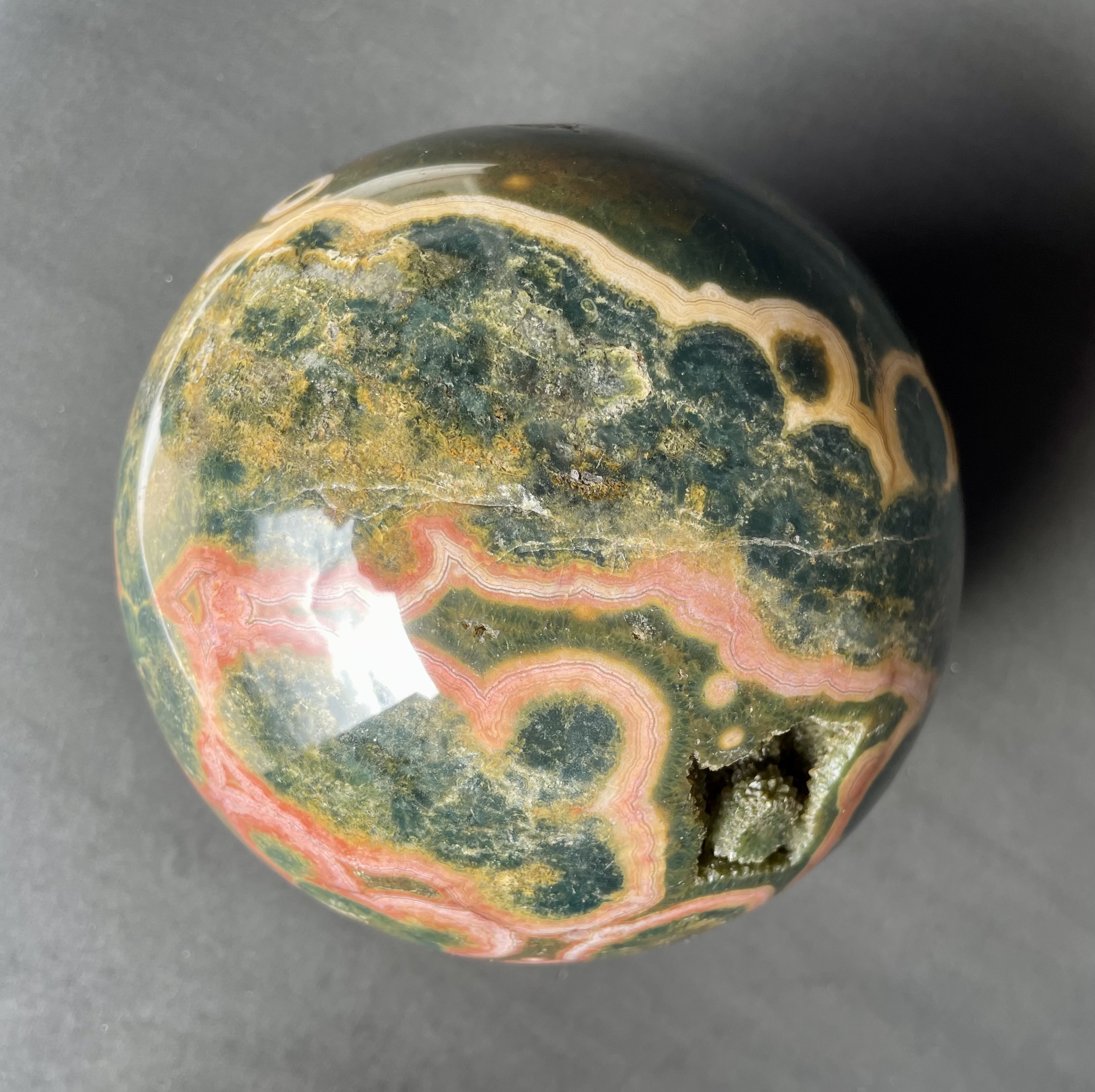 Flower Jasper with geode Sphere 8.18 Lb - Image 8