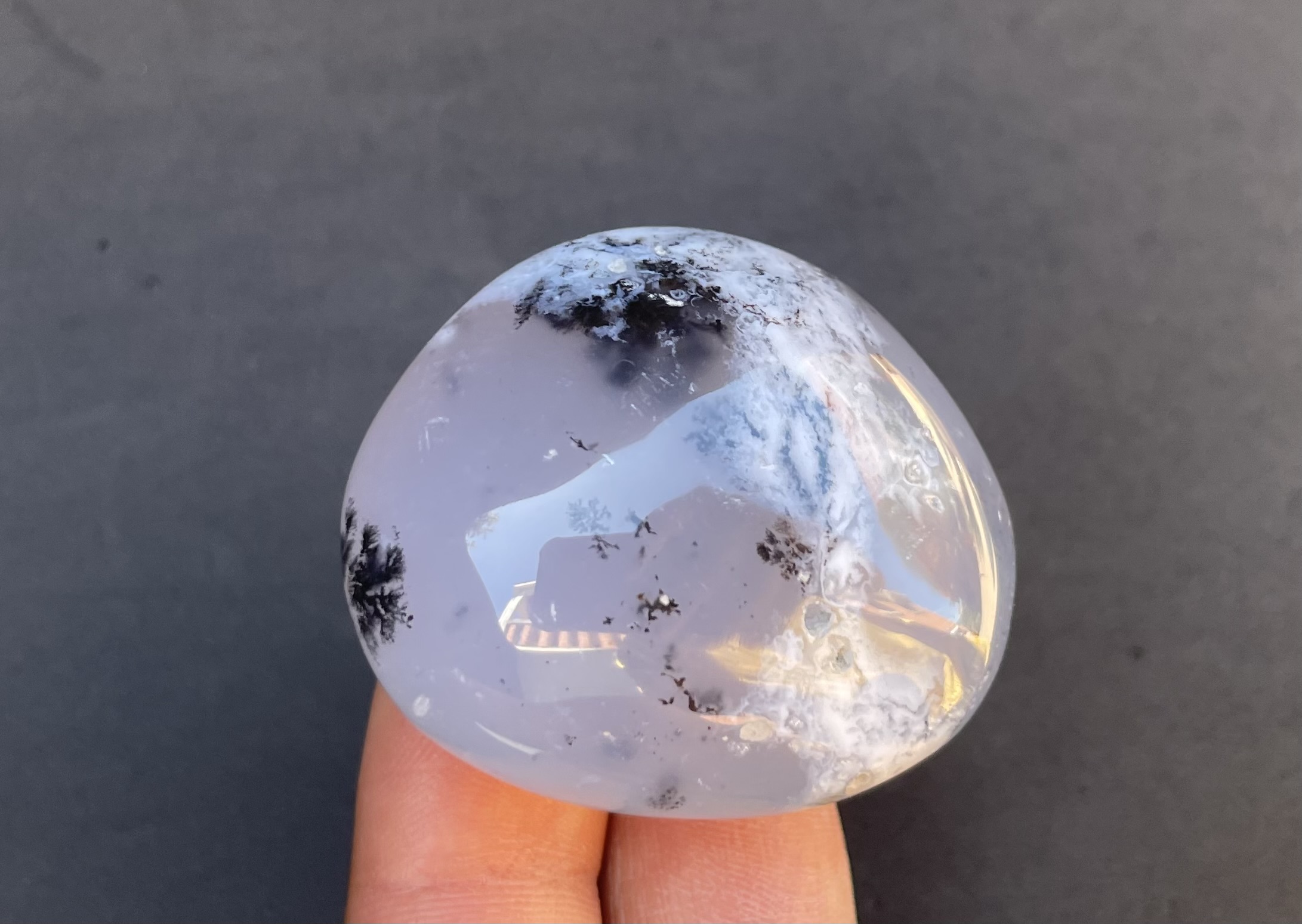 Blue Agate Pebble 1.18in