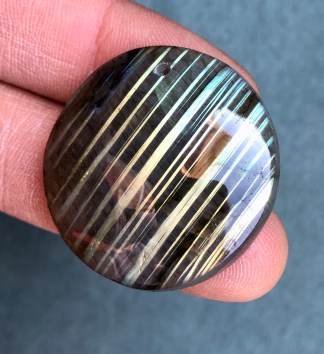 Striped Yellow-Blue Labradorite Pendant