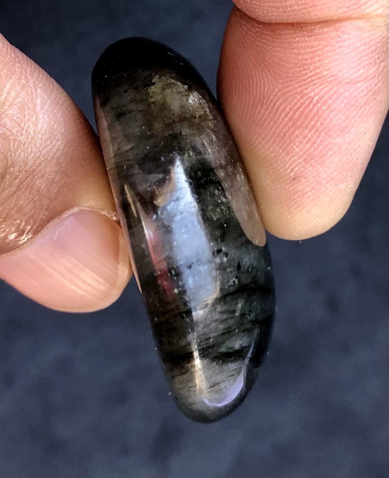 Rainbow Striated Labradorite Palm Stone 1.62 oz - Image 2